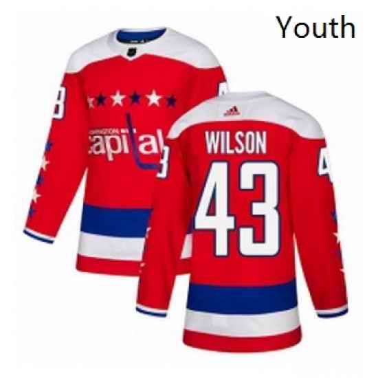 Youth Adidas Washington Capitals 43 Tom Wilson Authentic Red Alternate NHL Jersey